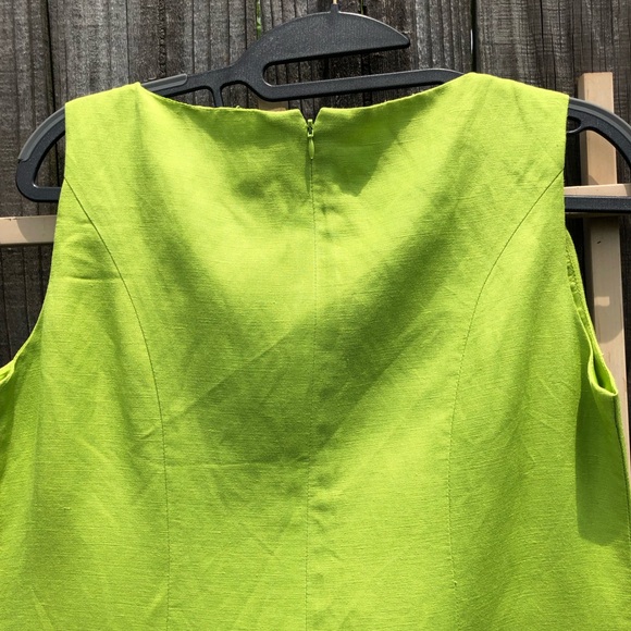 Green Linen Blend Dress Frill Hem 6 - Picture 9 of 10